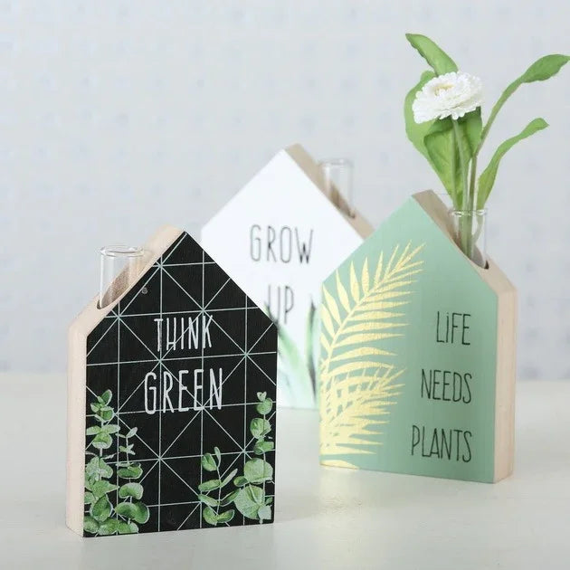 Ваза Think Green  дърво и стъкло