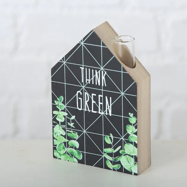 Ваза Think Green  дърво и стъкло