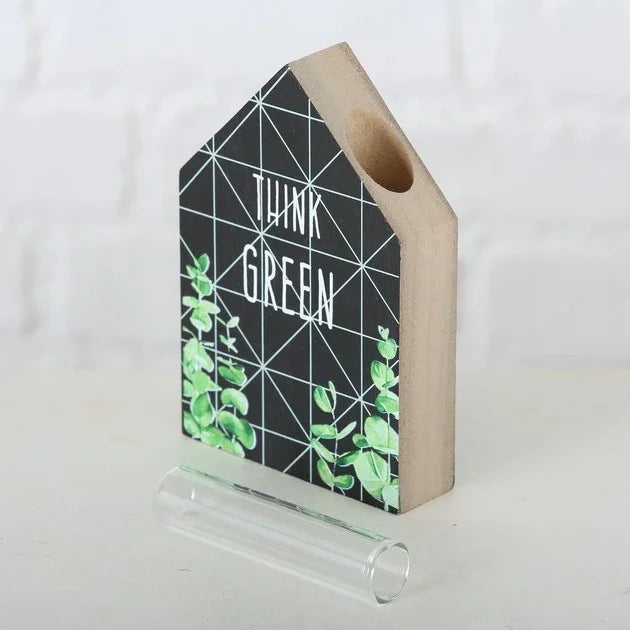 Ваза Think Green  дърво и стъкло