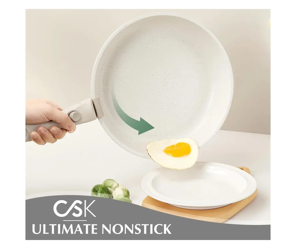 Комплект съдове за готвене CSK CS Solingen  17 части, подвижни дръжки, цвят крем, индукция